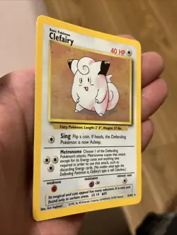 Pokemon TCG Clefairy Base Set Holo Unlimited Rare Card 5/102 LP Condition - Image 3