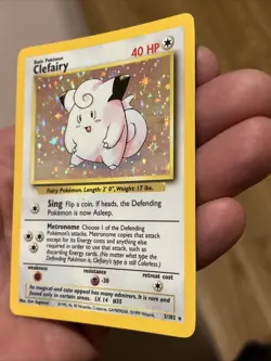Pokemon TCG Clefairy Base Set Holo Unlimited Rare Card 5/102 LP Condition - Image 4