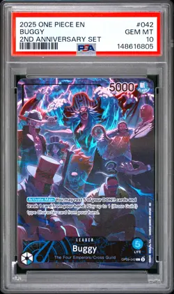 2025 ONE PIECE ENGLISH VERSION 2ND ANNIVERSARY SET #042 BUGGY PSA 10 - Image 1
