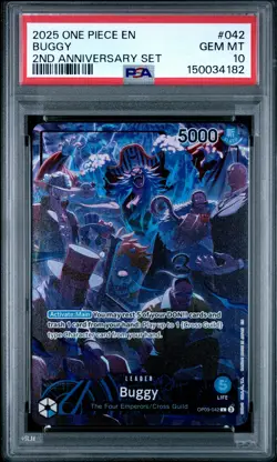 2025 ONE PIECE ENGLISH VERSION 2ND ANNIVERSARY SET #042 BUGGY PSA 10 - Image 1