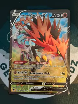 Pokemon TCG Galarian Zapdos V TG19/TG30 Holo Astral Radiance Trainer Gallery NM - Image 1