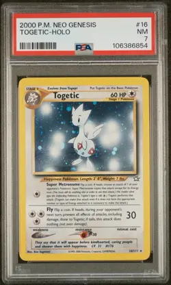 Pokemon TCG Togetic Neo Genesis 16 Holo Unlimited Rare Card Psa 7 Near Mint - Image 1