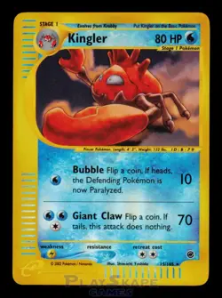 Pokemon Card Kingler 15/165 Expedition Base Set Reverse Holo Foil Rare NM 2002 - Image 1
