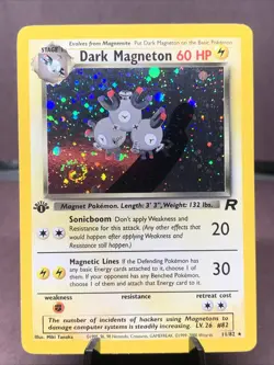 Pokemon TCG 1st Edition Dark Magneton 11/82 Team Rocket Holo VTG WOTC NM- Swirl - Image 1