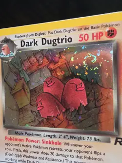 Swirl Dark Dugtrio 6/82 Team Rocket 1st Edition Holo LP Pokemon Card WOTC - Image 1