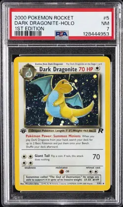 2000 POKEMON ROCKET 1ST EDITION #5 DARK DRAGONITE-HOLO PSA 7 - Image 1