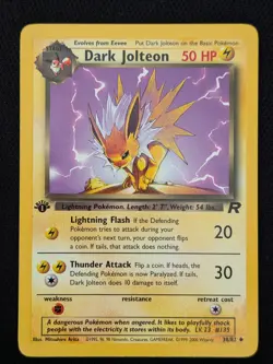 1st Edition Dark Jolteon 38/82 Team Rocket Pokemon Card WOTC TCG 2000 - Image 1