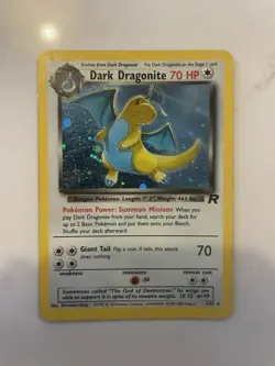 Pokemon TCG: Dark Dragonite 5/82 Holo Rare Team Rocket 1999 Vintage WOTC Light - Image 1