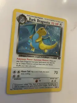 Pokemon TCG: Dark Dragonite 5/82 Holo Rare Team Rocket 1999 Vintage WOTC Light - Image 2