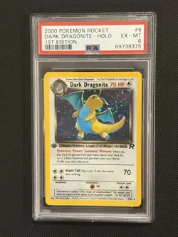 Dark Dragonite [1st Edition] #5 Pokemon Team Rocket PSA 6 🌀🌀🌀WING SWIRL🌀🌀🌀 - Image 1
