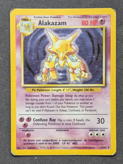 Pokemon Card - Alakazam #1/102 - Rare Holo WOTC Base Set Vintage 1999 - MP-HP - Image 1