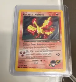Rocket's Moltres 12/132 Gym Heroes Holo Rare 60 LP- English Pokemon TCG 2000 - Image 1