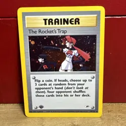 2000 Pokemon Gym Heroes #19 The Rocket's Trap Holo 1st Edition Trainer LP - Image 1