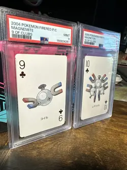 2004 Pokemon Firered Playing Cards Magnemite And Magneton 9/10 Of Clubs PSA 9 - Image 3