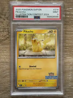 Pokemon Card PSA 9 Pikachu 214 SVP SVP214 Illustration Contest Promo 2024 2025 - Image 1