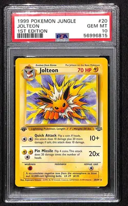 1999 Pokemon Jolteon, 1st Edition Jungle #20/64, PSA 10 Gem Mint - Image 1