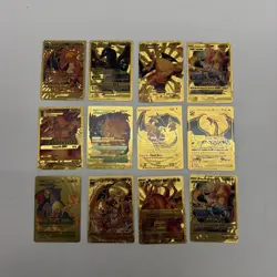 Pokemon Fan Art Charizard Collection Card Bundle 12x Cards Shiny Foil Gold - Image 1