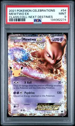 Mewtwo EX PSA 9 – 54/99 Celebrations Classic Collection Pokemon Card 25th - Image 1