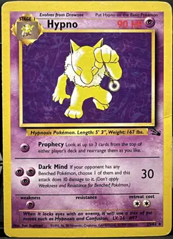 Hypno 23/62 Fossil Unlimited Non-Holo Rare Pokemon TCG 1999 HP - Image 1