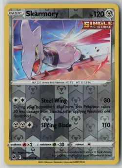 Skarmory 182/264 Pokemon TCG Fusion Strike Reverse Holo Card (Near Mint) NM 1 - Image 1