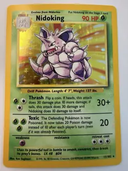 Pokemon Nidoking 11/102 Base Set Holo Unlimited WOTC 1999 English LP - Image 1