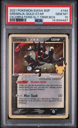 Pokemon Greninja Gold Star Holo Black Star Promo SWSH144 Celebrations PSA 10 - Image 1