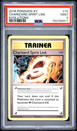 2016 POKEMON XY EVOLUTIONS #75 CHARIZARD SPIRIT LINK PSA 9 - Image 1