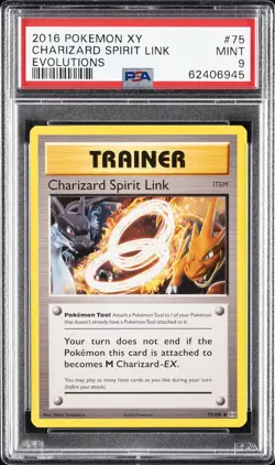 2016 POKEMON XY EVOLUTIONS #75 CHARIZARD SPIRIT LINK PSA 9 - Image 1