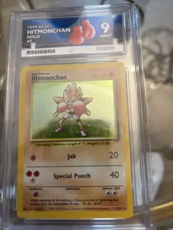ACE 9 Hitmonchan 7/102 Base Set 1999 WOTC Holo Pokemon Card - Mint - Image 1