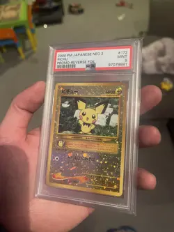2000 Pokemon Japanese Neo File 2 Pichu Promo #172 Rev Foil Holo - PSA 9 - Image 1