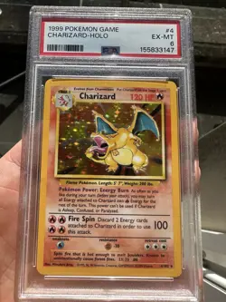 1999 Pokemon TCG Charizard Base Set Holo Unlimited Rare Card 4/102 PSA 6 EX-MT - Image 1