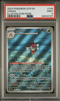 Pokemon 2024 Stellar Crown Ledian 144/142 Holo Illustration Rare EN PSA 9 - Image 1