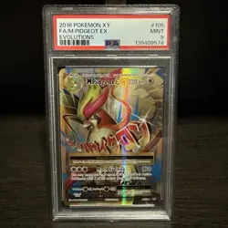 2016 Pokemon XY M Pidgeot EX (Full Art) 105/108 Evolutions Holo PSA 9 Mint Card - Image 1