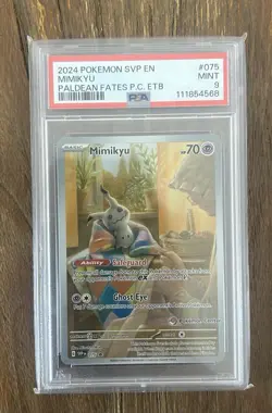 Mimikyu 075 POKEMON CENTER STAMPED PROMO PSA 9 Scarlet & Violet Pokemon Card - Image 1