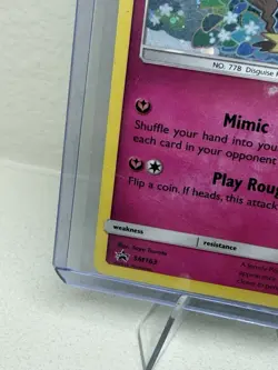 DAMAGED Mimikyu Sun & Moon Black Star Promo SM163 Holo Pokemon TCG Card - Image 2