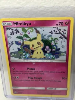 DAMAGED Mimikyu Sun & Moon Black Star Promo SM163 Holo Pokemon TCG Card - Image 3
