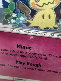 DAMAGED Mimikyu Sun & Moon Black Star Promo SM163 Holo Pokemon TCG Card - Image 4