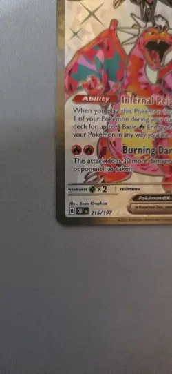 Pokemon TCG Charizard ex 215/197 Obsidian Flames Rare Full Art Holo EN - Image 2