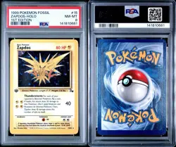1999 Pokemon Fossil 1st Edition Zapdos Holo #15 PSA 8 NM-MT WOTC Rare - Image 3