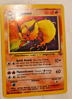 Pokemon TCG Flareon 3/64 Jungle Holo Rare WOTC Vintage Card LP/MP - Image 1