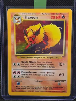 Pokemon Card - Flareon 3/64 Unlimited Holo Rare - Jungle WOTC - NM - Image 1