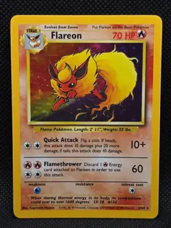 Pokemon Card - Flareon 3/64 Unlimited Holo Rare - Jungle WOTC - NM - Image 2