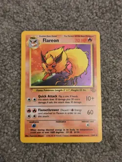 Pokemon TCG Flareon Jungle Holo Rare Card 3/64 1999 Edition - Image 1