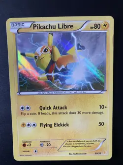 PIKACHU LIBRE 30/30 XY Trainer Kit 2016 Holo Rare Pokemon Card LP/MP - Dented - Image 2