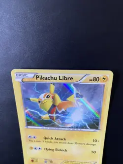 PIKACHU LIBRE 30/30 XY Trainer Kit 2016 Holo Rare Pokemon Card LP/MP - Dented - Image 3
