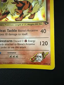 Pokemon TCG Blaine's Arcanine 1/132 Gym Challenge Unlimited Holo Rare ENG 90HP - Image 5