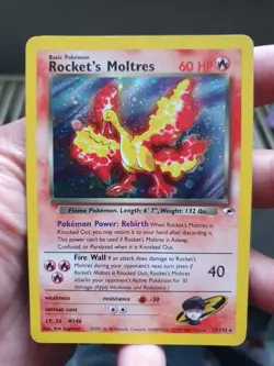Pokemon TCG Rocket's Moltres Gym Heroes Holo Card 12/132 Rare Lp - Nm - Image 1