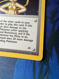 Pokemon TCG Misty Trainer Card Gym Heroes 18/132 Holo Rare LP/NM - Image 4