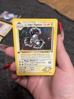Pokemon TCG Lt. Surge's Magneton Gym Heroes Holo Card 8/132 1st Edition Rare - Image 2