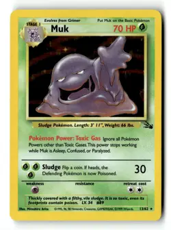 Pokemon Card Muk (13) Unlimited Holo LP Fossil 13/62 - Image 1